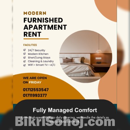 Modern Furnished 2-Bedroom Apartment in Bashundhara R/A